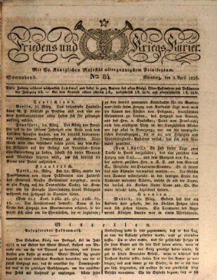 Der Friedens- u. Kriegs-Kurier (Nürnberger Friedens- und Kriegs-Kurier) Samstag 8. April 1826