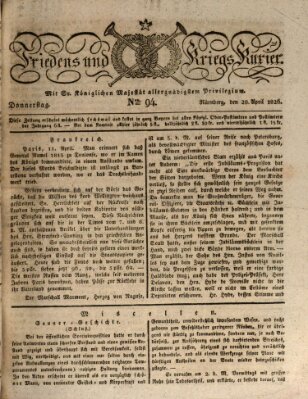 Der Friedens- u. Kriegs-Kurier (Nürnberger Friedens- und Kriegs-Kurier) Donnerstag 20. April 1826