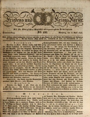 Der Friedens- u. Kriegs-Kurier (Nürnberger Friedens- und Kriegs-Kurier) Donnerstag 27. April 1826