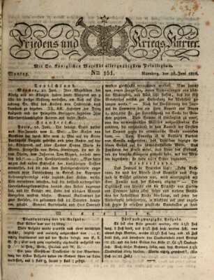 Der Friedens- u. Kriegs-Kurier (Nürnberger Friedens- und Kriegs-Kurier) Montag 26. Juni 1826