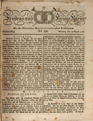 Der Friedens- u. Kriegs-Kurier (Nürnberger Friedens- und Kriegs-Kurier) Donnerstag 10. August 1826