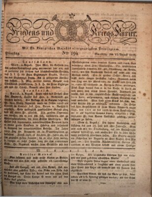 Der Friedens- u. Kriegs-Kurier (Nürnberger Friedens- und Kriegs-Kurier) Dienstag 15. August 1826