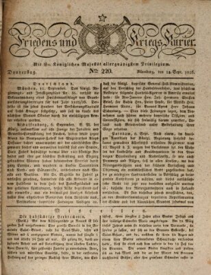 Der Friedens- u. Kriegs-Kurier (Nürnberger Friedens- und Kriegs-Kurier) Donnerstag 14. September 1826