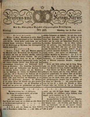 Der Friedens- u. Kriegs-Kurier (Nürnberger Friedens- und Kriegs-Kurier) Montag 18. September 1826