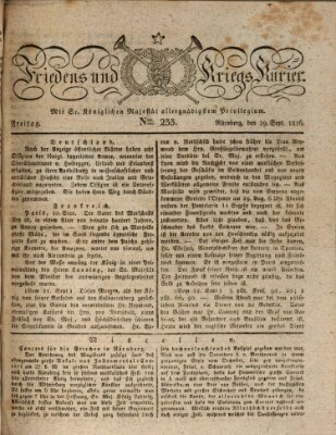 Der Friedens- u. Kriegs-Kurier (Nürnberger Friedens- und Kriegs-Kurier) Freitag 29. September 1826