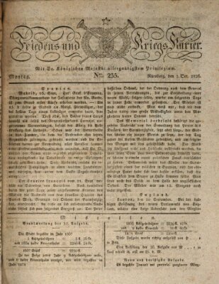 Der Friedens- u. Kriegs-Kurier (Nürnberger Friedens- und Kriegs-Kurier) Montag 2. Oktober 1826