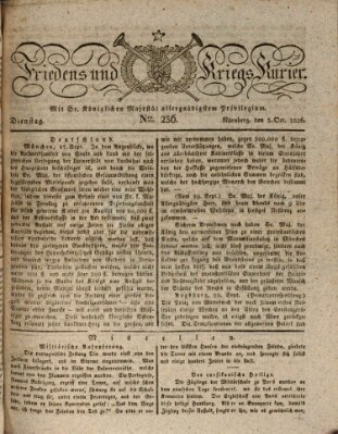 Der Friedens- u. Kriegs-Kurier (Nürnberger Friedens- und Kriegs-Kurier) Dienstag 3. Oktober 1826