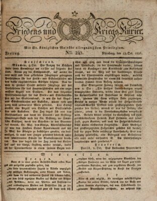 Der Friedens- u. Kriegs-Kurier (Nürnberger Friedens- und Kriegs-Kurier) Freitag 13. Oktober 1826