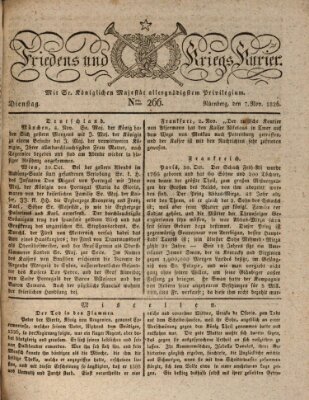 Der Friedens- u. Kriegs-Kurier (Nürnberger Friedens- und Kriegs-Kurier) Dienstag 7. November 1826