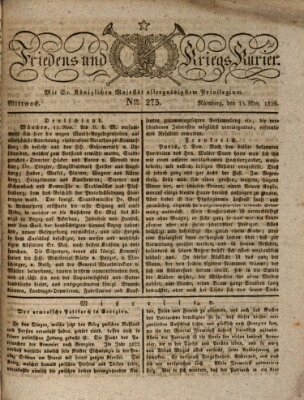 Der Friedens- u. Kriegs-Kurier (Nürnberger Friedens- und Kriegs-Kurier) Mittwoch 15. November 1826