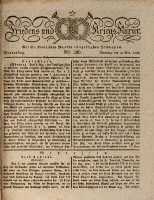 Der Friedens- u. Kriegs-Kurier (Nürnberger Friedens- und Kriegs-Kurier) Donnerstag 30. November 1826