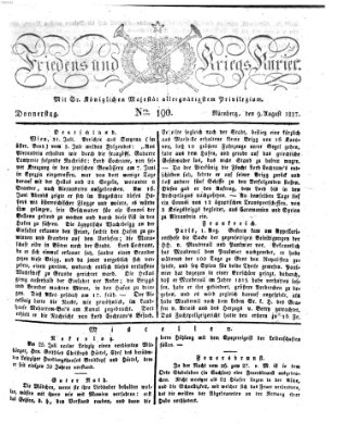 Der Friedens- u. Kriegs-Kurier (Nürnberger Friedens- und Kriegs-Kurier) Donnerstag 9. August 1827