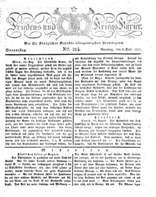 Der Friedens- u. Kriegs-Kurier (Nürnberger Friedens- und Kriegs-Kurier) Donnerstag 6. September 1827