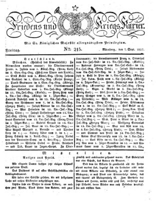 Der Friedens- u. Kriegs-Kurier (Nürnberger Friedens- und Kriegs-Kurier) Freitag 7. September 1827