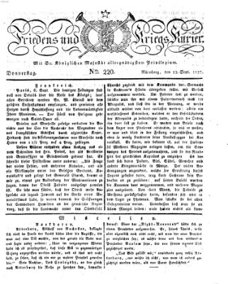 Der Friedens- u. Kriegs-Kurier (Nürnberger Friedens- und Kriegs-Kurier) Donnerstag 13. September 1827