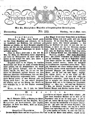 Der Friedens- u. Kriegs-Kurier (Nürnberger Friedens- und Kriegs-Kurier) Donnerstag 27. September 1827