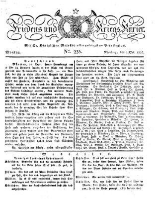 Der Friedens- u. Kriegs-Kurier (Nürnberger Friedens- und Kriegs-Kurier) Montag 1. Oktober 1827