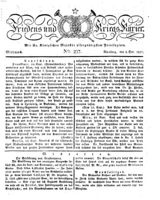 Der Friedens- u. Kriegs-Kurier (Nürnberger Friedens- und Kriegs-Kurier) Mittwoch 3. Oktober 1827