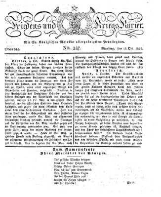 Der Friedens- u. Kriegs-Kurier (Nürnberger Friedens- und Kriegs-Kurier) Montag 15. Oktober 1827