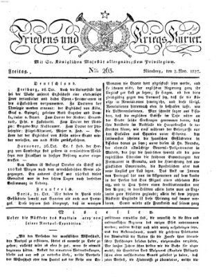 Der Friedens- u. Kriegs-Kurier (Nürnberger Friedens- und Kriegs-Kurier) Freitag 2. November 1827