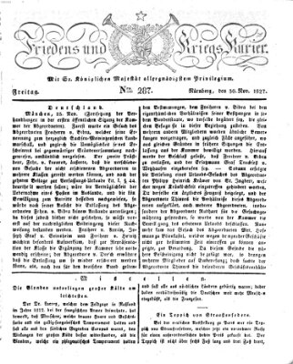 Der Friedens- u. Kriegs-Kurier (Nürnberger Friedens- und Kriegs-Kurier) Freitag 30. November 1827