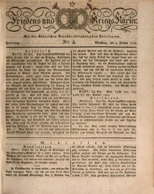 Der Friedens- u. Kriegs-Kurier (Nürnberger Friedens- und Kriegs-Kurier) Freitag 4. Januar 1828