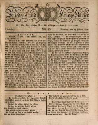 Der Friedens- u. Kriegs-Kurier (Nürnberger Friedens- und Kriegs-Kurier) Dienstag 19. Februar 1828