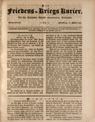 Der Friedens- u. Kriegs-Kurier (Nürnberger Friedens- und Kriegs-Kurier) Samstag 22. März 1828