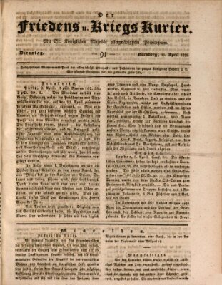 Der Friedens- u. Kriegs-Kurier (Nürnberger Friedens- und Kriegs-Kurier) Dienstag 15. April 1828