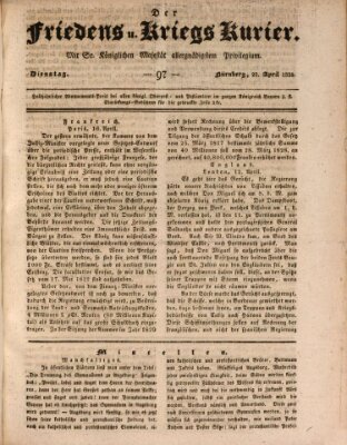 Der Friedens- u. Kriegs-Kurier (Nürnberger Friedens- und Kriegs-Kurier) Dienstag 22. April 1828