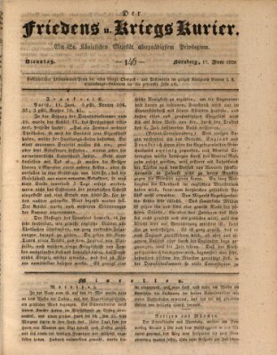 Der Friedens- u. Kriegs-Kurier (Nürnberger Friedens- und Kriegs-Kurier) Dienstag 17. Juni 1828