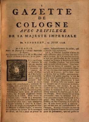 Gazette de Cologne Freitag 23. Juni 1758