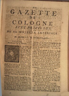 Gazette de Cologne Dienstag 10. Februar 1761