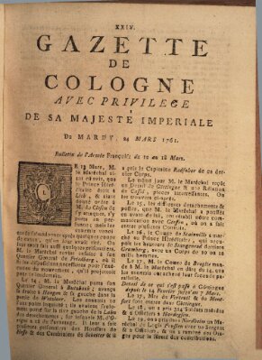 Gazette de Cologne Dienstag 24. März 1761