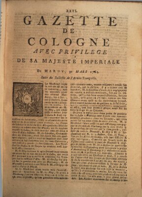 Gazette de Cologne Dienstag 31. März 1761