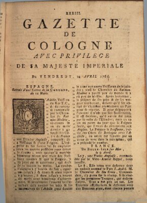 Gazette de Cologne Freitag 24. April 1761