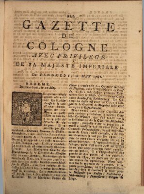 Gazette de Cologne Freitag 22. Mai 1761