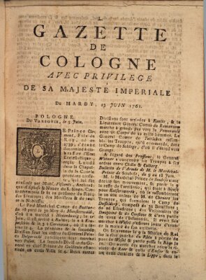 Gazette de Cologne Dienstag 23. Juni 1761