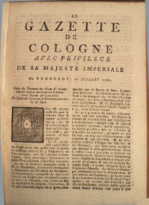 Gazette de Cologne Freitag 10. Juli 1761