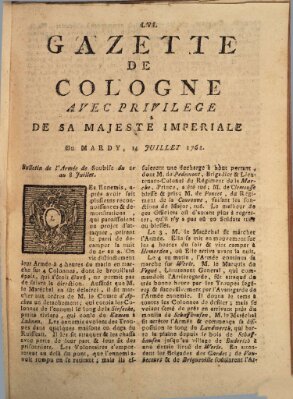 Gazette de Cologne Freitag 17. Juli 1761