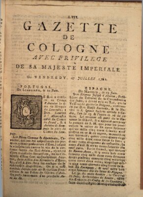 Gazette de Cologne Freitag 17. Juli 1761