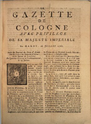 Gazette de Cologne Dienstag 28. Juli 1761