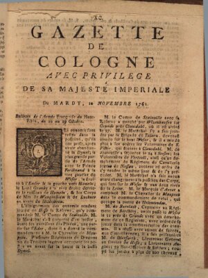 Gazette de Cologne Dienstag 10. November 1761