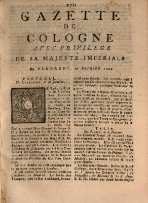 Gazette de Cologne Freitag 26. Februar 1762