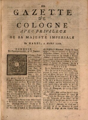 Gazette de Cologne Dienstag 9. März 1762