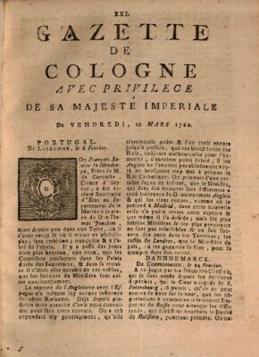 Gazette de Cologne Freitag 12. März 1762