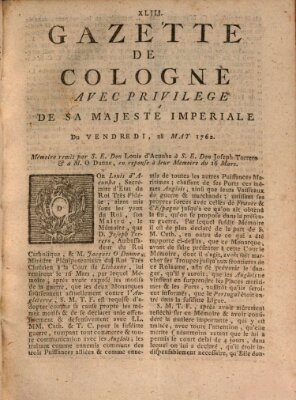 Gazette de Cologne Freitag 28. Mai 1762