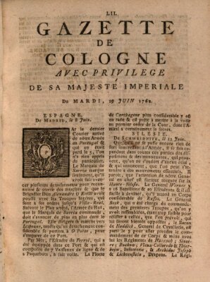 Gazette de Cologne Dienstag 29. Juni 1762