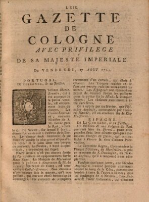 Gazette de Cologne Freitag 27. August 1762