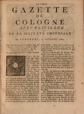 Gazette de Cologne Freitag 15. Oktober 1762